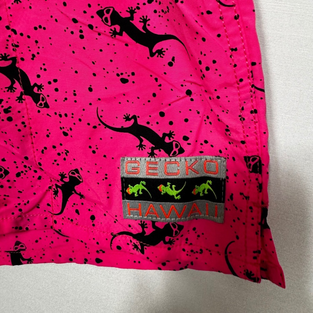 Gecko Hawaii Mens Neon Pink Gecko Splatter Print Swim Trunks Shorts Medium NWT - Picture 4 of 7